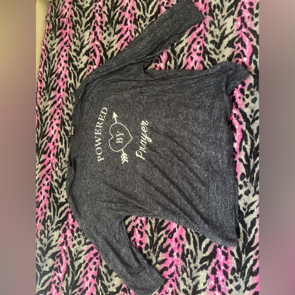 Powered by Prayer Half Sleeve Sweater Top 2X